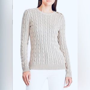 Ralph Lauren Cableknit Sweater with gold metal button details